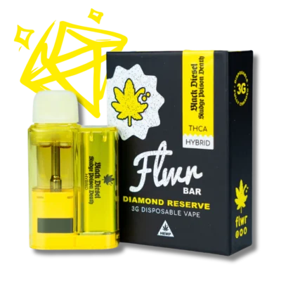 Flwr Bar DR - 3G Nano THCA Disposable - Black Diesel Sludge Poison Death - Hybrid